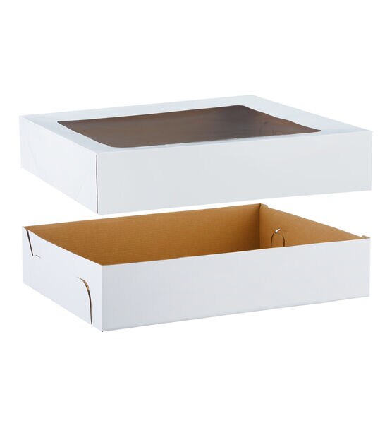 19" x 14" Corrugated Cardboard Cake Boxes With Windowed Lids 4ct by STIR