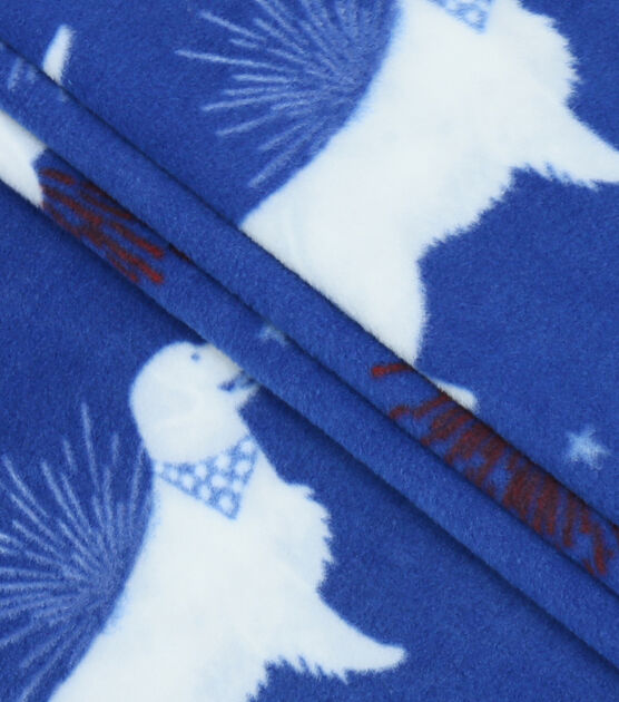 Patriotic Dogs on Blue Anti Pill Fleece Fabric, , hi-res, image 2