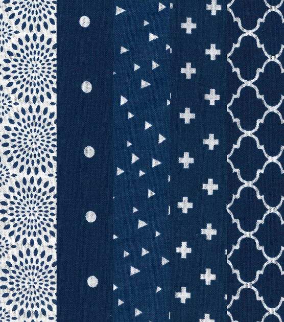 2.5" x 42" Navy & White Cotton Fabric Roll 20ct by Keepsake Calico, , hi-res, image 2