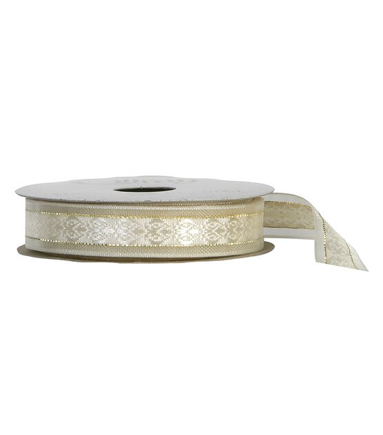 Offray 5/8"x9' Cosette Woven Sheer Ribbon Ivory