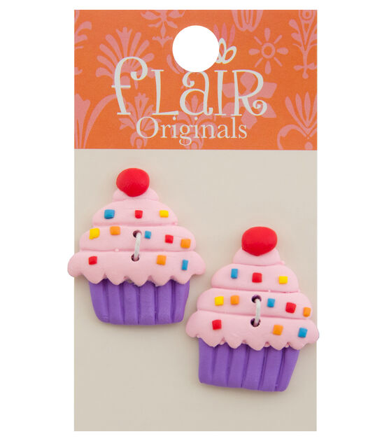 Flair Originals 1 1/8" Cupcake 2 Hole Buttons 2pk