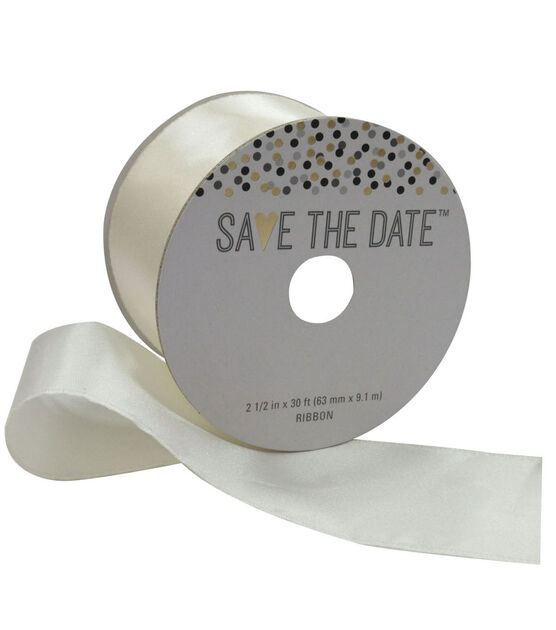 Save the Date 2.5'' X 30' Ribbon Ivory Satin