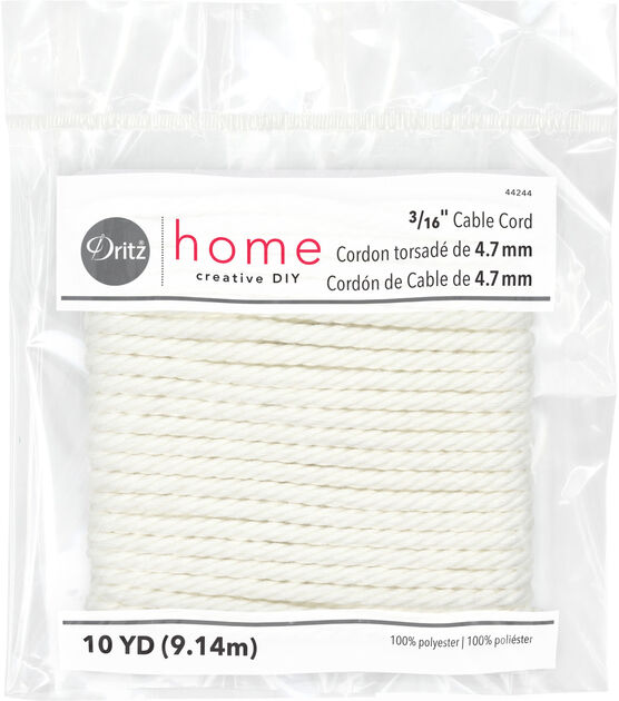 Dritz Home Cable Cord, 3/16" x 10 yd, White