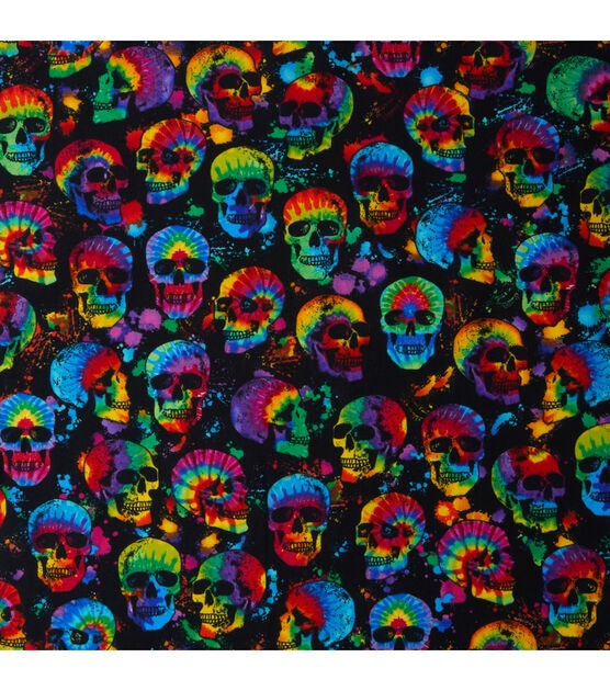 Tiedye Skulls Novelty Cotton Fabric