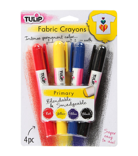 Tulip Fabric Color Crayons 4 Pkg Primary