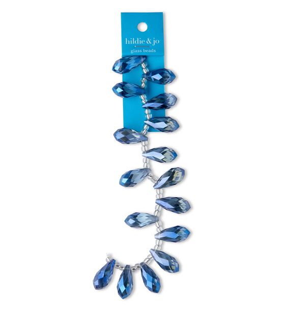 6" Blue Teardrop Glass Bead Strand by hildie & jo