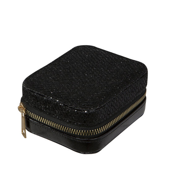 RubyCash 4" Black Sequin Faux Leather Travel Jewelry Organizer Box, , hi-res, image 4
