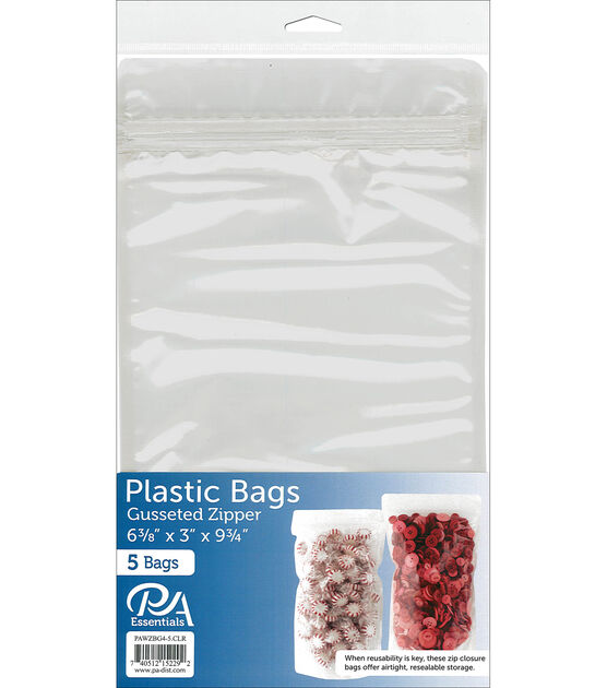 PA Essentials 6" Gusseted Zipper Bags 5pk