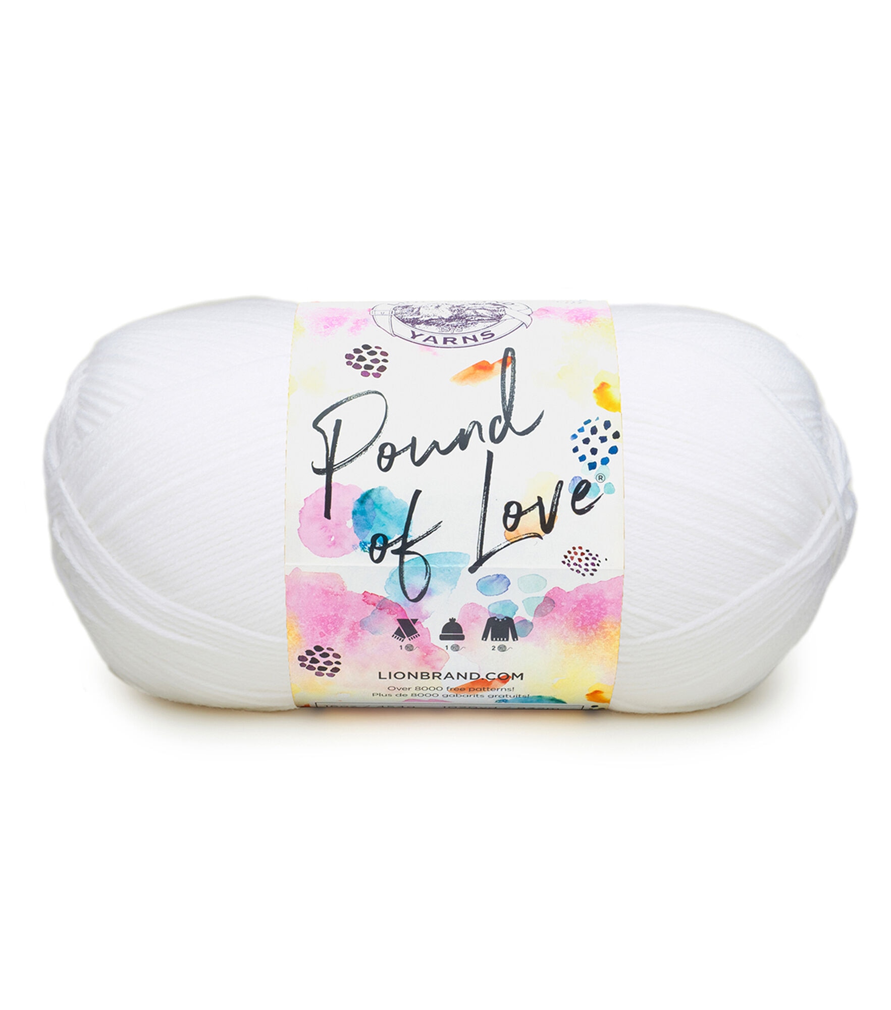 Lion Brand Pound Of Love 1020yds Worsted Acrylic Yarn, White, hi-res