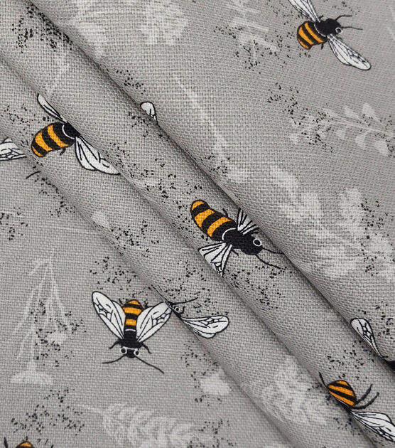 Cotton Canvas Grey Bee Fabric, , hi-res, image 2