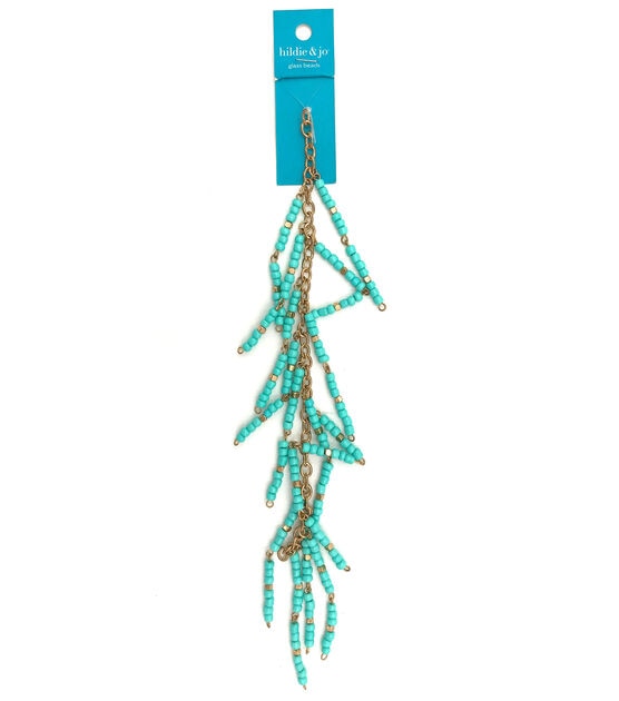 9" Turquoise & Gold Glass Tassel Beads by hildie & jo