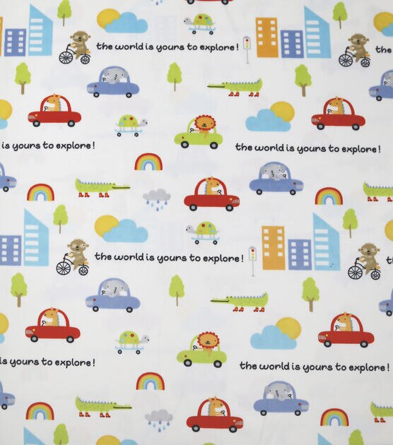Animals In Cars Main Nursery Soft & Minky Fabric, , hi-res, image 1