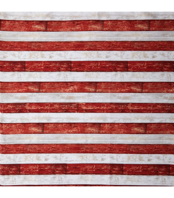 Red & White Woodplank Patriotic Cotton Fabric