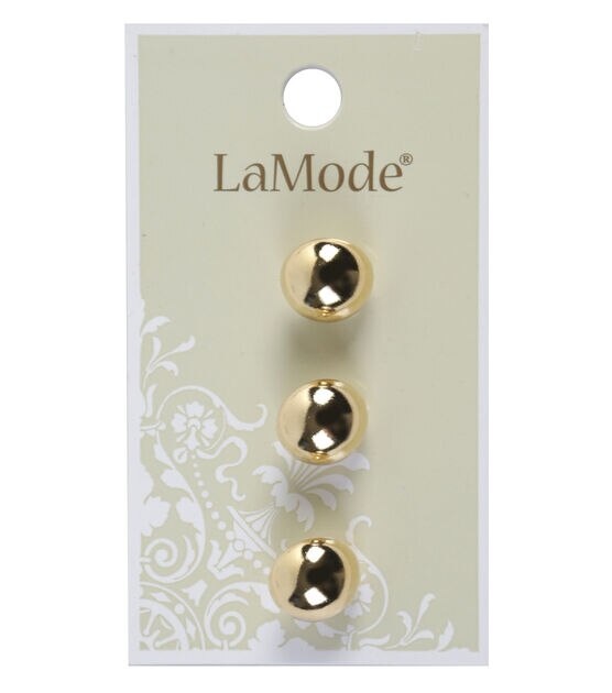 La Mode 5/8" Gold Shank Buttons 3pk