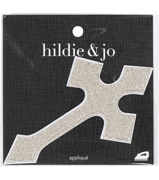 2" x 3" Silver Cross Iron On Patch by hildie & jo