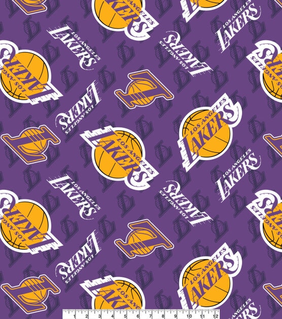Los Angeles Lakers Fleece Fabric Logos on Purple