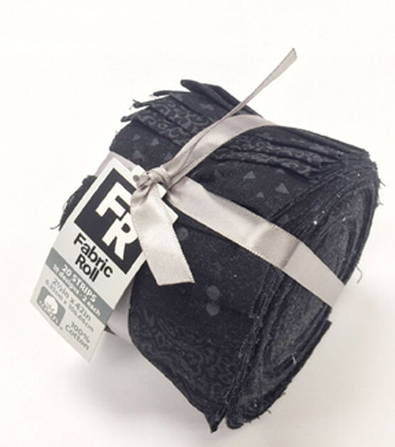 2.5" x 42" Assorted Black Cotton Fabric Roll 20ct by Keepsake Calico