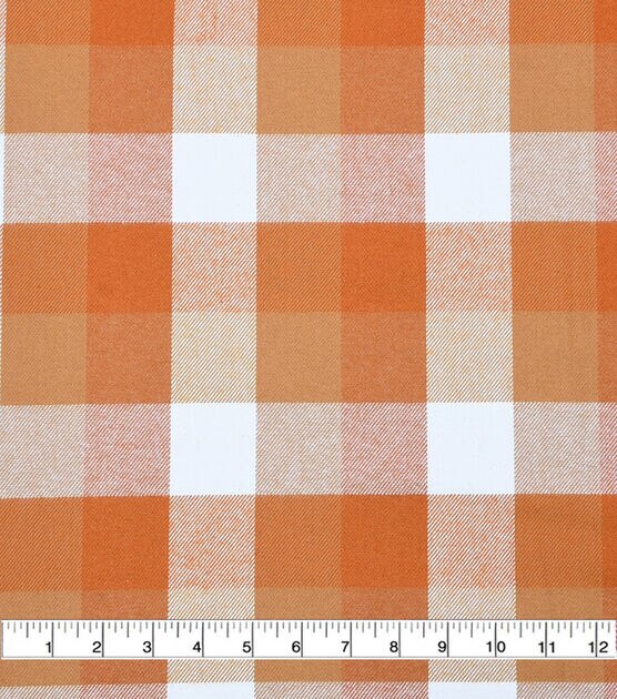 Orange & Ivory Buffalo Check Brushed Cotton Fabric, , hi-res, image 2