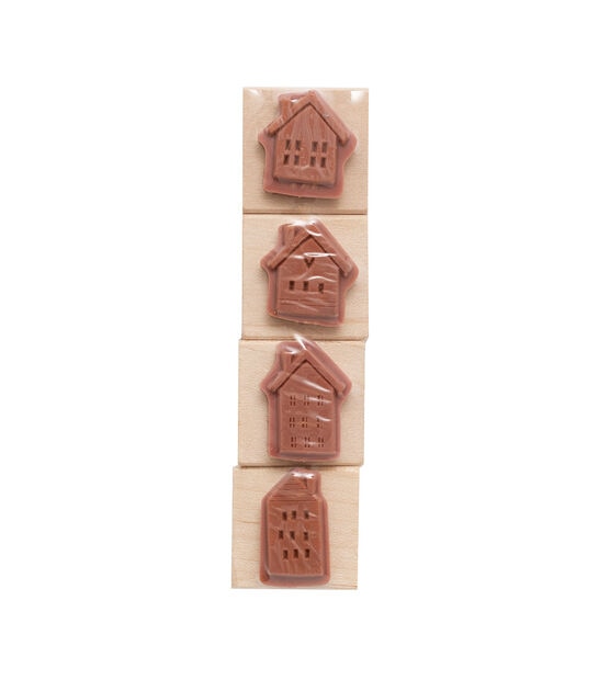 American Crafts Wooden Stamp Set Houses, , hi-res, image 2