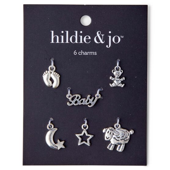 6ct Silver New Born Baby Metal Charms by hildie & jo