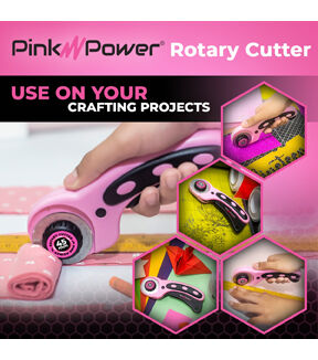 Pink Power Fabric Rotary Cutter Set and 5 Pack 45mm Rotary Blades for Quilting Supplies and Tools