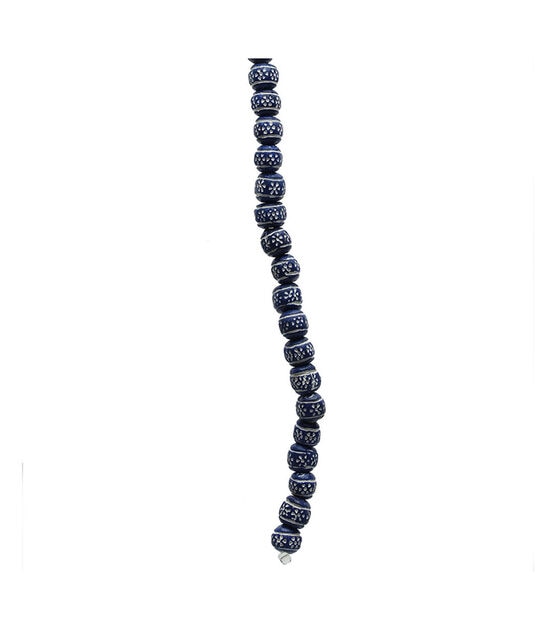 8mm x 9mm Blue & White Rondelle Ceramic Strung Beads by hildie & jo, , hi-res, image 2