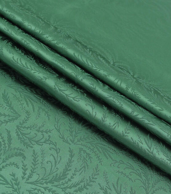 Green Tonal Leaves Silky Jacquard Fabric, , hi-res, image 3