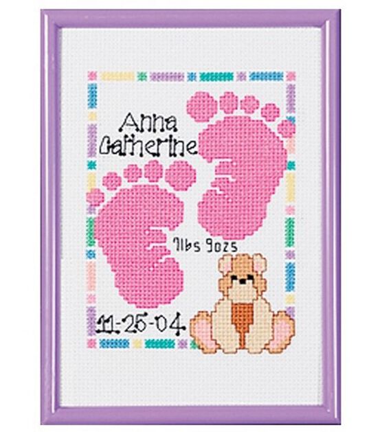 Janlynn 5" x 7" Baby Footprints Counted Cross Stitch Kit
