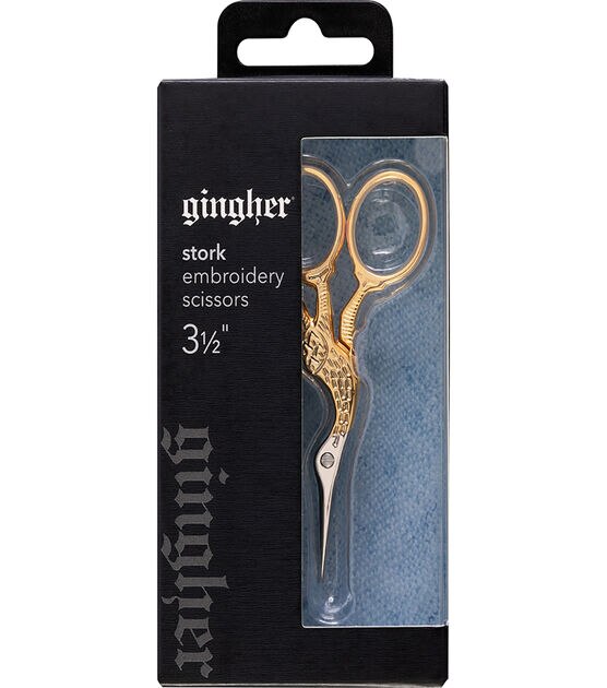  Gingher Stork Embroidery Scissors and Leather Sheath - 3.5  Craft Scissors for Fabric, Thread, and Needlework Yarn Cutting - Gold :  Everything Else