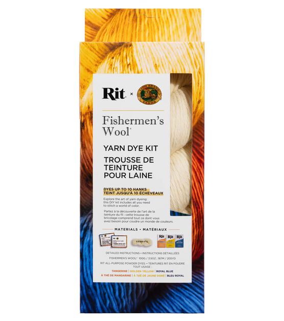 Lion Brand 3.5oz Tangerine Yellow & Blue Fishermen's Wool Yarn RIT