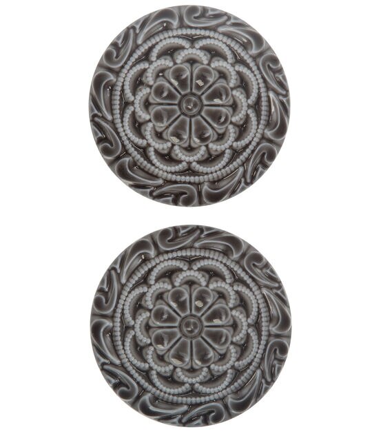 La Mode 1" Black Faux Ceramic Shank Buttons 2pk, , hi-res, image 3