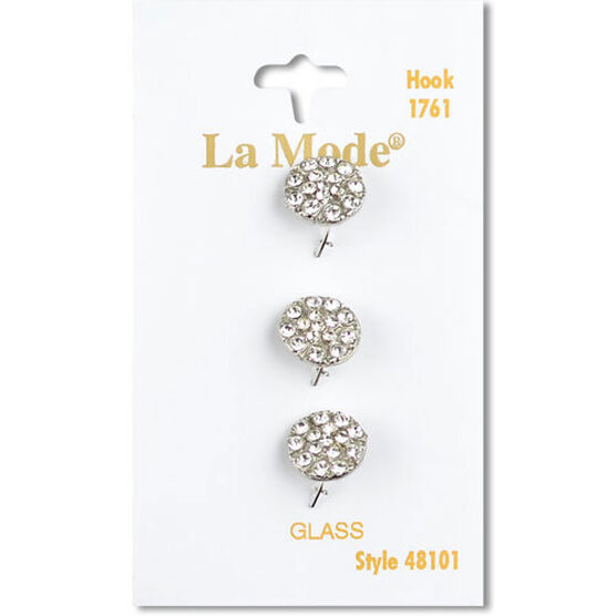 La Mode 1/2" Silver & Clear Crystal Rhinestone Shank Buttons 3pk