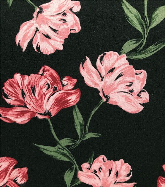 Ember Black Pink Olive Oil Paint Floral Knit Print | JOANN