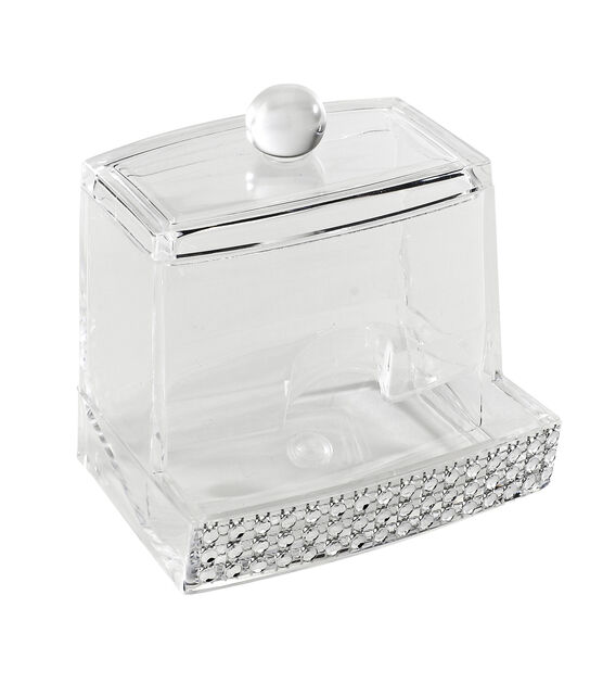 Laura Ashley 4" Q Tip Box With Pave Diamond Design, , hi-res, image 2