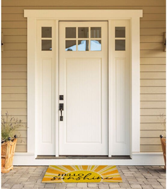 Design Imports 17" x 29" Yellow Hello Sunshine Coir Door Mat, , hi-res, image 3
