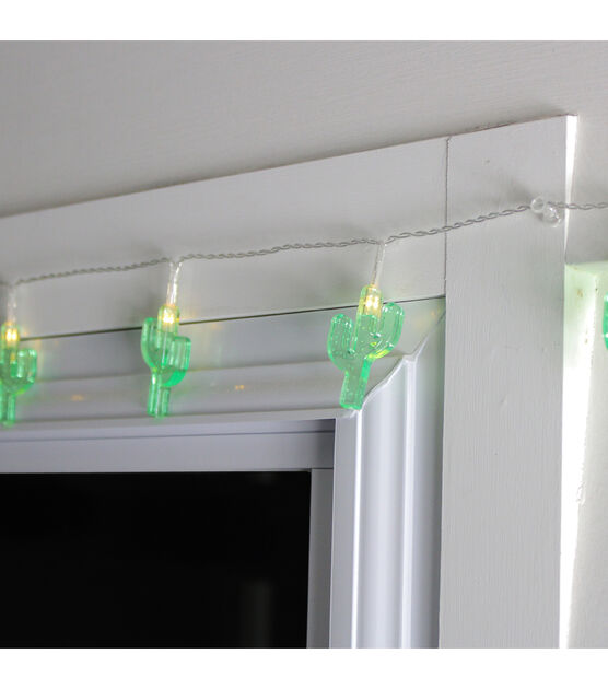 Northlight 10-Count Green Cactus LED String Lights - 4.5ft Clear Wire, , hi-res, image 2