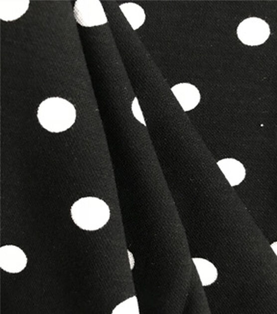 Summer Ponte Knit Fabric 57'' White Dots on Black, , hi-res, image 2