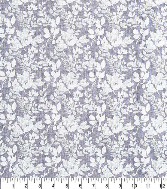 White Leaves on Light Gray Quilt Cotton Fabric by Keepsake Calico, , hi-res, image 2