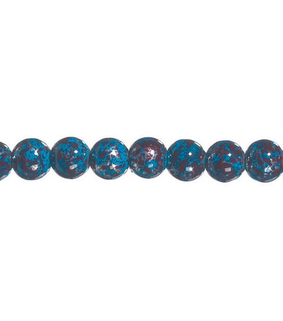 7" Blue Marble Glass Strung Beads by hildie & jo, , hi-res, image 1