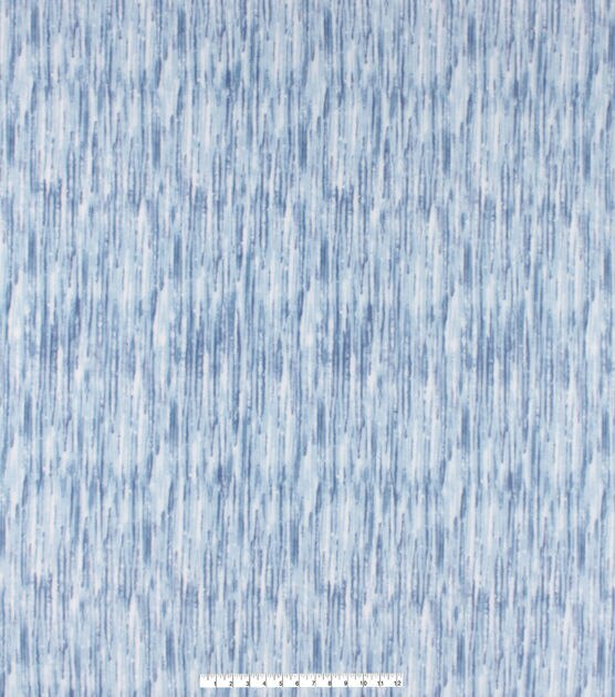 Blue Streaks on White Anti Pill Fleece Fabric, , hi-res, image 4