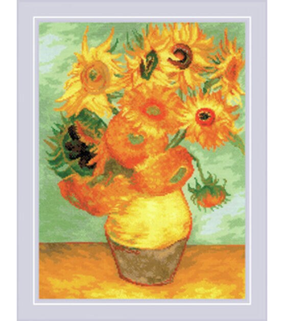 RIOLIS 12" x 16" Sunflowers by V. Van Gogh Counted Cross Stitch Kit