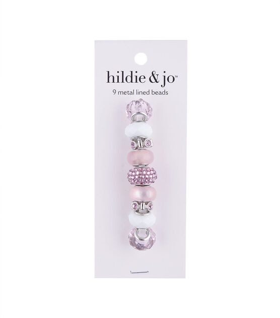 15mm Pink & White Metal Lined Glass Beads 9ct by hildie & jo