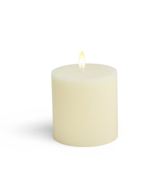 4" x 4" Ivory Unscented Pillar Candle by Hudson 43, , hi-res, image 2