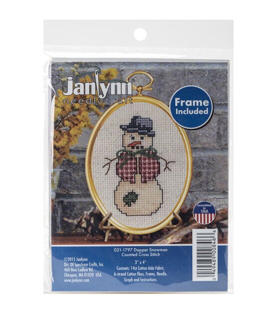 Janlynn 3" x 4" Dapper Snowman Counted Cross Stitch Kit