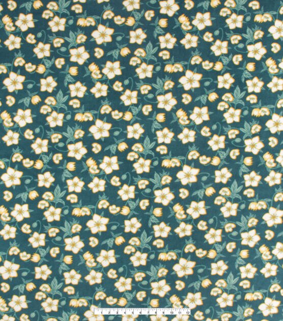 Yellow Floral on Green Anti Pill Fleece Fabric, , hi-res, image 4