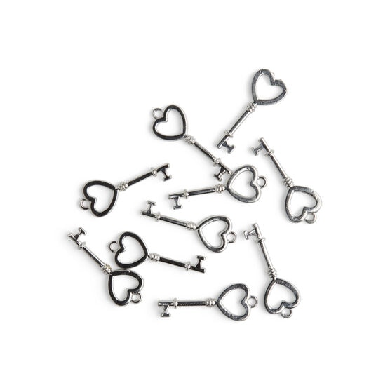 20mm x 12mm Silver Key Charms 10pk by hildie & jo, , hi-res, image 2