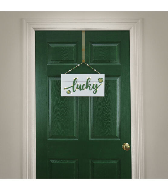 National Tree 16" St. Patrick’s Day Lucky Wall Sign with Lights, , hi-res, image 4