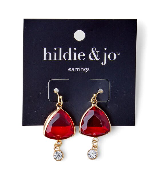 Red & Clear Triangle Crystal Earrings by hildie & jo