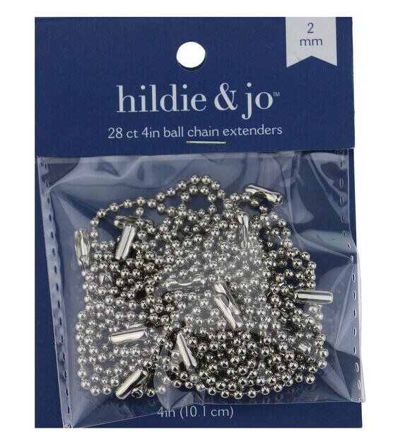 2mm x 4" Nickel Plated Ball Chain Extenders 28pk by hildie & jo