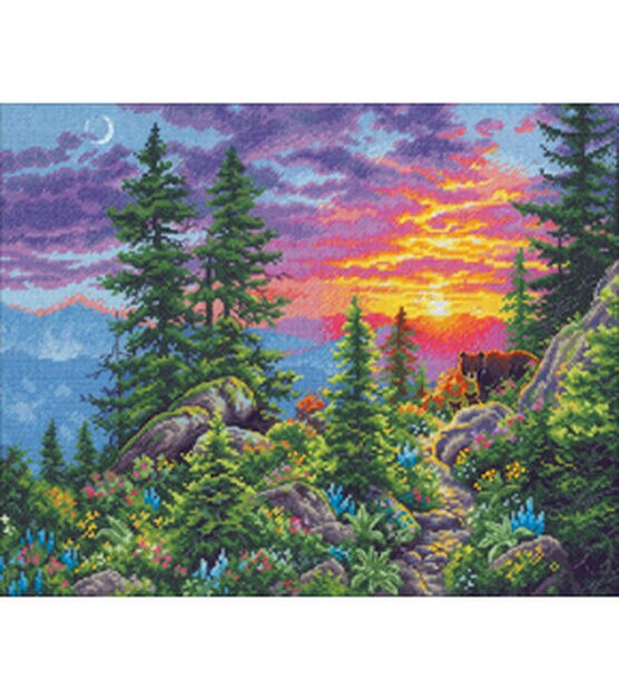 Dimensions 14" x 11" Sunset Mountain Counted Cross Stitch Kit